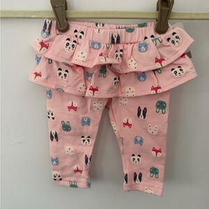 Carter's Pink Ruffle Tiered Leggings with Cute Animal Faces size 6m new